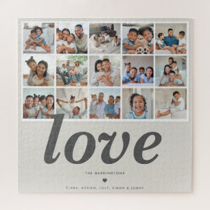 Custom Family Multi 15 Photo Collage Gallery Love Jigsaw Puzzle