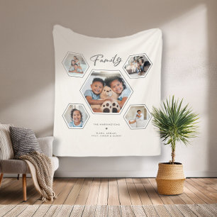 Custom Family Multi 5 Photo Collage Gallery Fleece Blanket