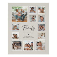 Custom Family Multi Photo Collage Grid Gallery