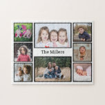 Custom Family Name 8 Photo Collage Jigsaw Puzzle<br><div class="desc">A family photo collage jigsaw puzzle to personalise with 8 of your favourite pictures.</div>