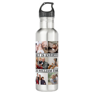 Custom family name and 12 Photo Collage family 710 Ml Water Bottle