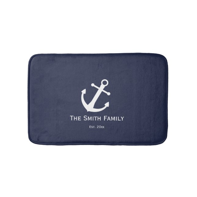 Custom Family Name and Est. Nautical Bath Mat (Front)