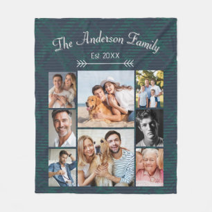 Custom Family Name and Photo Collage  Fleece Blanket