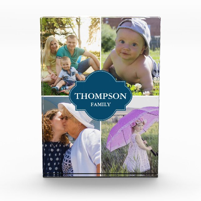 Custom Family name and Photos Blue Crest (Front)