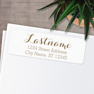 Custom Family Name and Return Address Whimsy Gold
