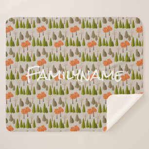 Custom Family Name Autumn Tree Pattern Blanket
