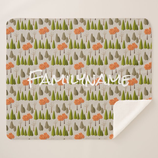 Custom Family Name Autumn Tree Pattern Blanket (Front (Horizontal))