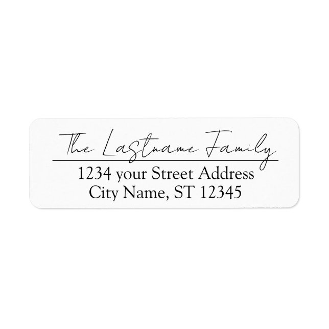 Custom Family Name Beautiful Script Return Address (Front)