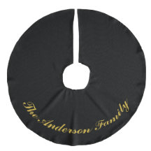 Custom Family Name Black Christmas Tree Skirt