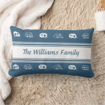Custom Family Name Campers in Blue and White 