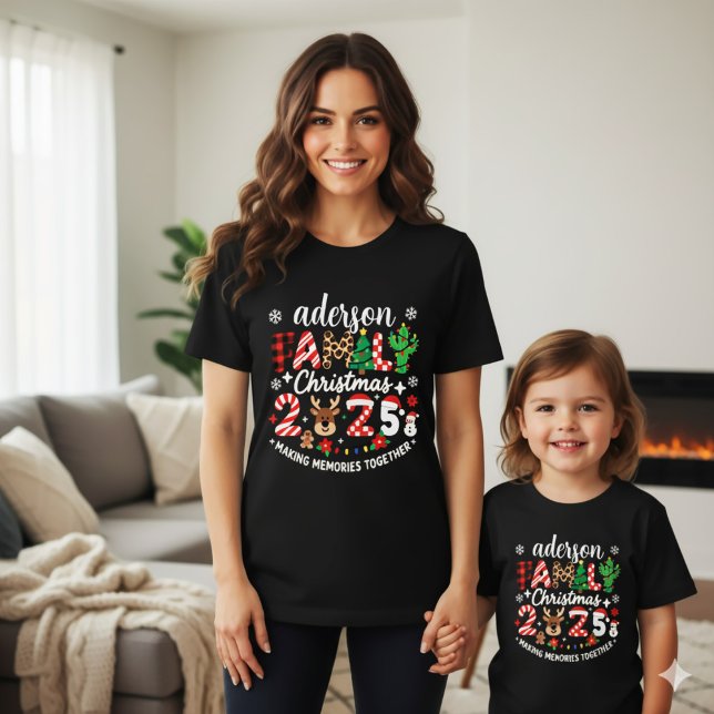 Custom Family Name Christmas 2025 Festive Holiday T-Shirt (Creator Uploaded)