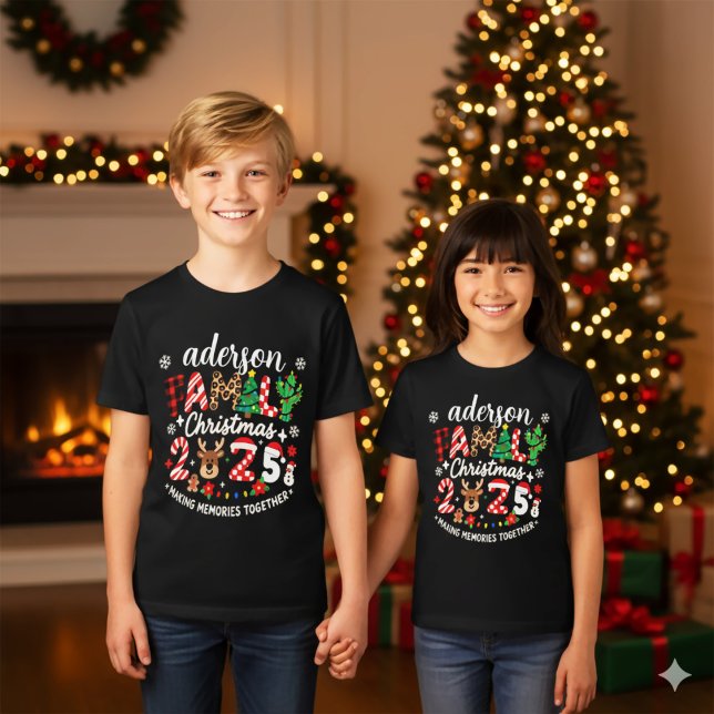 Custom Family Name Christmas 2025 Festive Holiday Tri-Blend Shirt (Creator Uploaded)