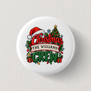 Custom Family Name Christmas Crew 3 Cm Round Badge