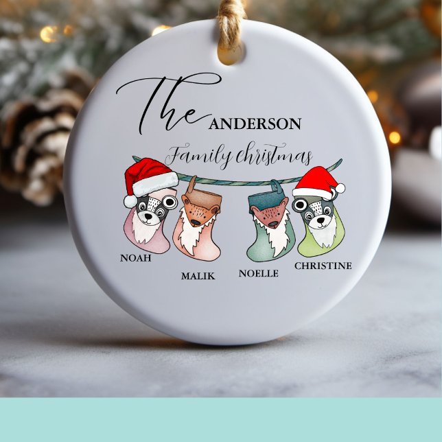Custom family name christmas family gift  ceramic tree decoration (Creator Uploaded)