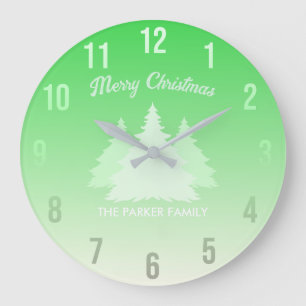 Custom Family Name Christmas Monogrammed Large Clock