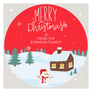 Custom Family Name Christmas Stickers