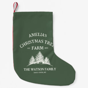 Custom Family Name Christmas Tree Farm Retro Small Christmas Stocking