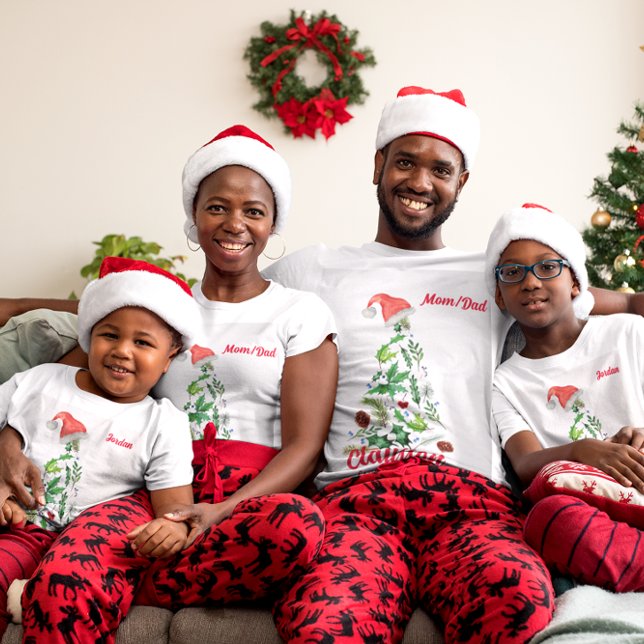 Custom Family Name Christmas Tree Santa T-Shirt (Creator Uploaded)