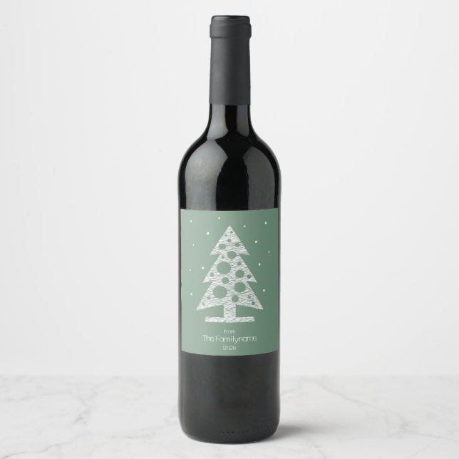 Custom Family Name Christmas Wine Label  (Front)