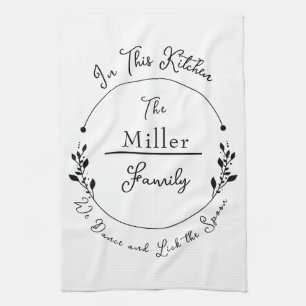 Custom Family Name Circle Design Tea Towel
