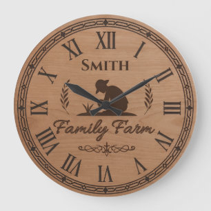 Custom Family Name Clock – Farmer Planting Scene