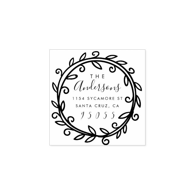 Custom Family Name | Cute Script Return Address Rubber Stamp (Imprint)