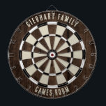 Custom Family Name Dartboard<br><div class="desc">Elevate your game nights with our custom family wood effect dartboard, designed to bring a personal touch to your home. This unique dartboard allows you to proudly display your family name and location, making it not just a game but a cherished family heirloom. Ideal for gatherings, backyard parties, or simply...</div>