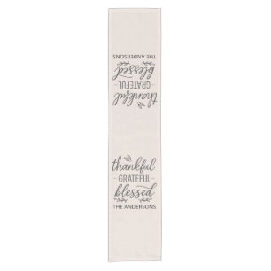 Custom Family Name Fall Thanksgiving Cream Colour Short Table Runner