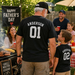 Custom Family Name Grandpa Jersey Gift  T-Shirt