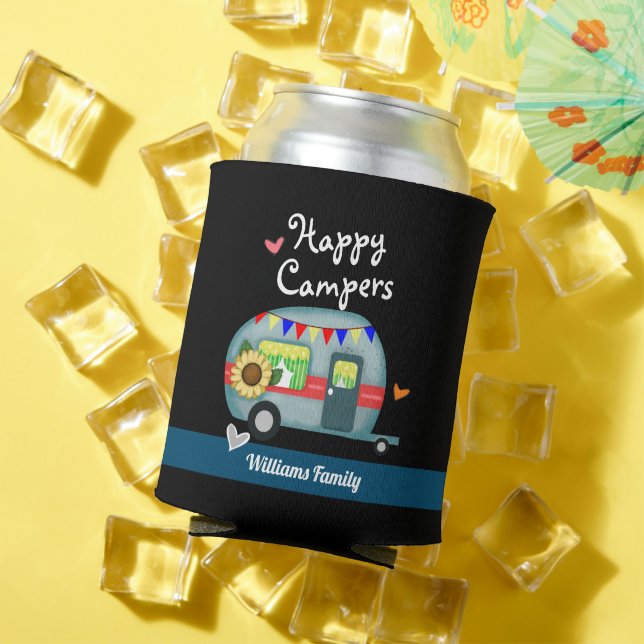 Custom Family Name Happy Campers Can Cooler (In Situ Summer)