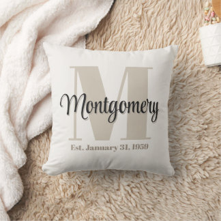 Custom Family Name Initial Established Gift Idea Cushion