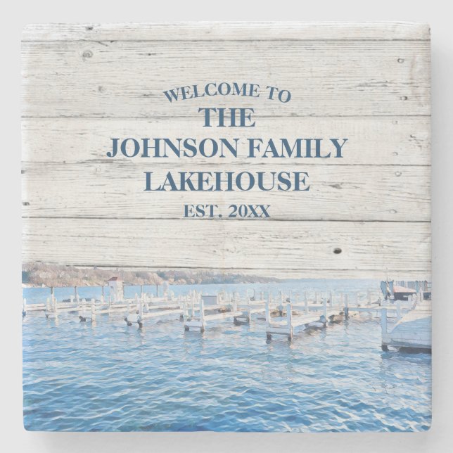 Custom Family Name Lake House Coaster (Front)