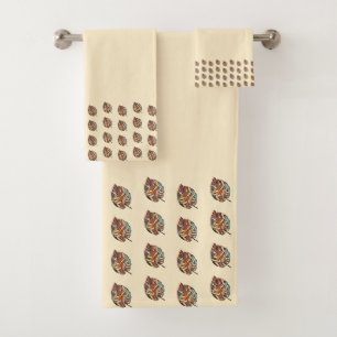 Custom Family Name Leaf Serene Savanna Bath Towel Set