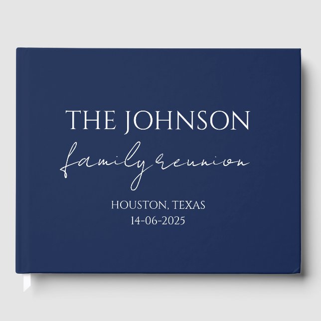  Custom Family Name Memory Blue Family Reunion  Guest Book (Front)