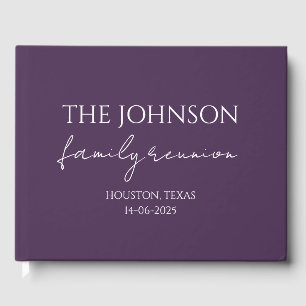 Custom Family Name Memory purple Family Reunion Guest Book