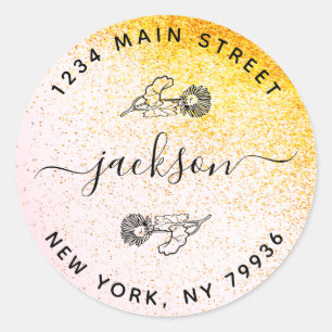 Custom Family Name Modern Return Address Classic Round Sticker