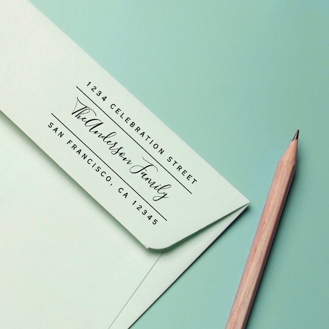 Custom Family Name | Modern Return Address Rubber Stamp (Creator Uploaded)