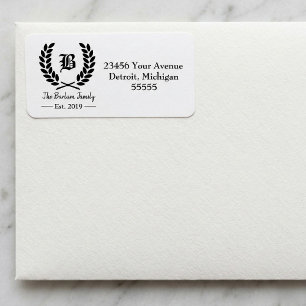 Custom Family Name Monogram Address Labels