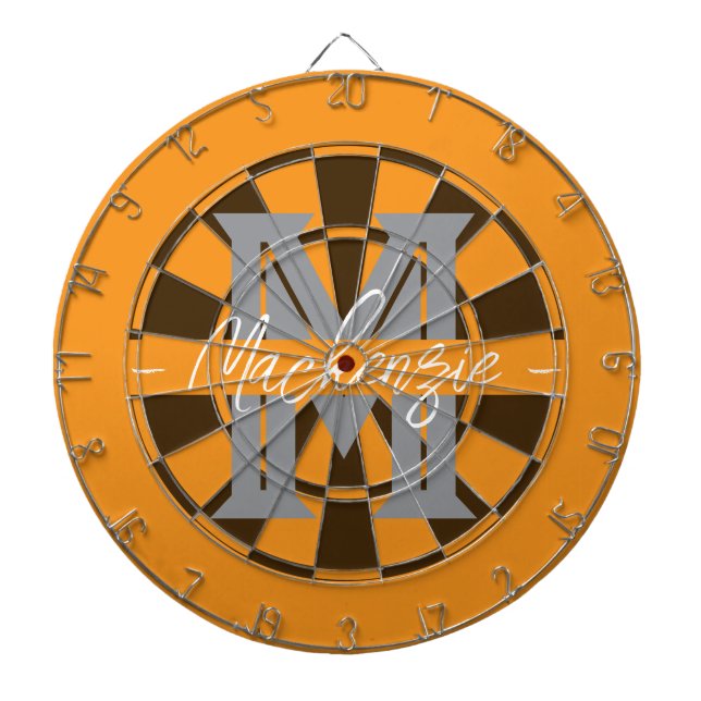 Custom Family Name Monogram Gray Dartboard (Front)