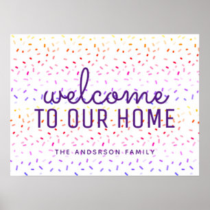 Custom Family Name Ombre Tins Pattern Welcome Poster