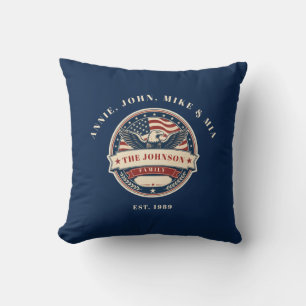 Custom Family Name Patriotic Eagle Family Cushion