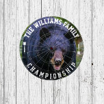 Custom Family Name Personalised Black Bear Photo Dartboard<br><div class="desc">Add your family name,  and easily create your personalised family name dartboard. Click the PERSONALIZE button to change the text colour.</div>