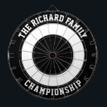 Custom Family Name Personalised Black Dartboard<br><div class="desc">Custom Family Name Personalised Black Dartboard Add a family name, and easily create your personalised family name dartboard. Click CUSTOMIZE to change the text colour or board colours. You can TRANSFER this DESIGN on other Zazzle products and adjust it to fit most of the Zazzle items. Standard Studio designs are...</div>