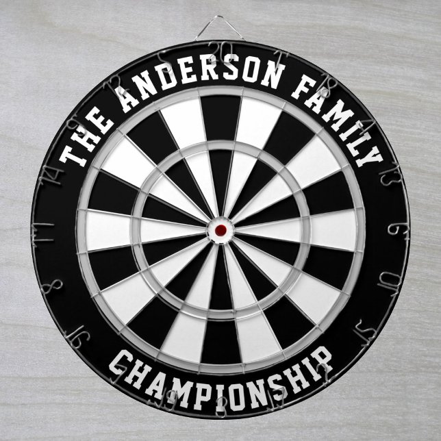 Custom Family Name Personalised Black Dartboard (Creator Uploaded)