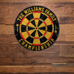 Custom Family Name Personalised Black Gold Dartboard<br><div class="desc">Add your family name,  and easily create your personalised family name dartboard. Click the PERSONALIZE button to change the text colour or board colours.</div>