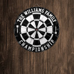 Custom Family Name Personalised Black White Dartboard<br><div class="desc">Add your family name,  and easily create your personalised family name dartboard. Click the PERSONALIZE button to change the text colour or board colours.</div>