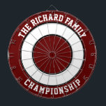 Custom Family Name Personalised Dark Red Dartboard<br><div class="desc">Custom Family Name Personalised Dark Red Dartboard Add a family name, and easily create your personalised family name dartboard. Click CUSTOMIZE to change the text colour or board colours. You can TRANSFER this DESIGN on other Zazzle products and adjust it to fit most of the Zazzle items. Standard Studio designs...</div>