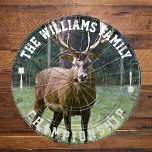 Custom Family Name Personalised Deer Photo Dartboard<br><div class="desc">Add your family name,  and easily create your personalised family name dartboard. Click the PERSONALIZE button to change the text colour.</div>