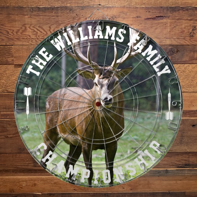 Custom Family Name Personalised Deer Photo Dartboard (Creator Uploaded)