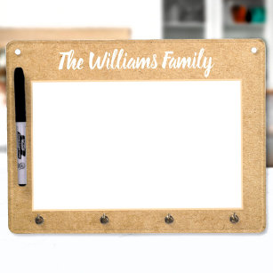 Custom Family Name Personalised Dry Erase Board With Key Ring Holder